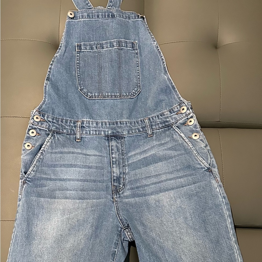 Blue Denim Overalls Shorts